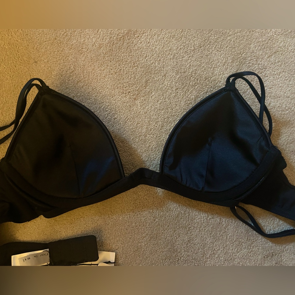 Fleur du Mal plunge satin push-up demi bra, never worn and with tags.